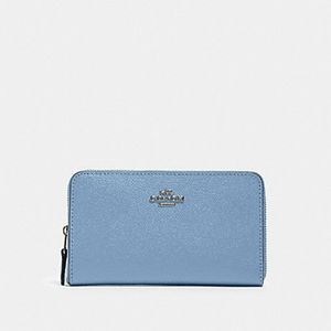 COACH MEDIUM ZIP AROUND WALLET SV/SLATE. Pre owned